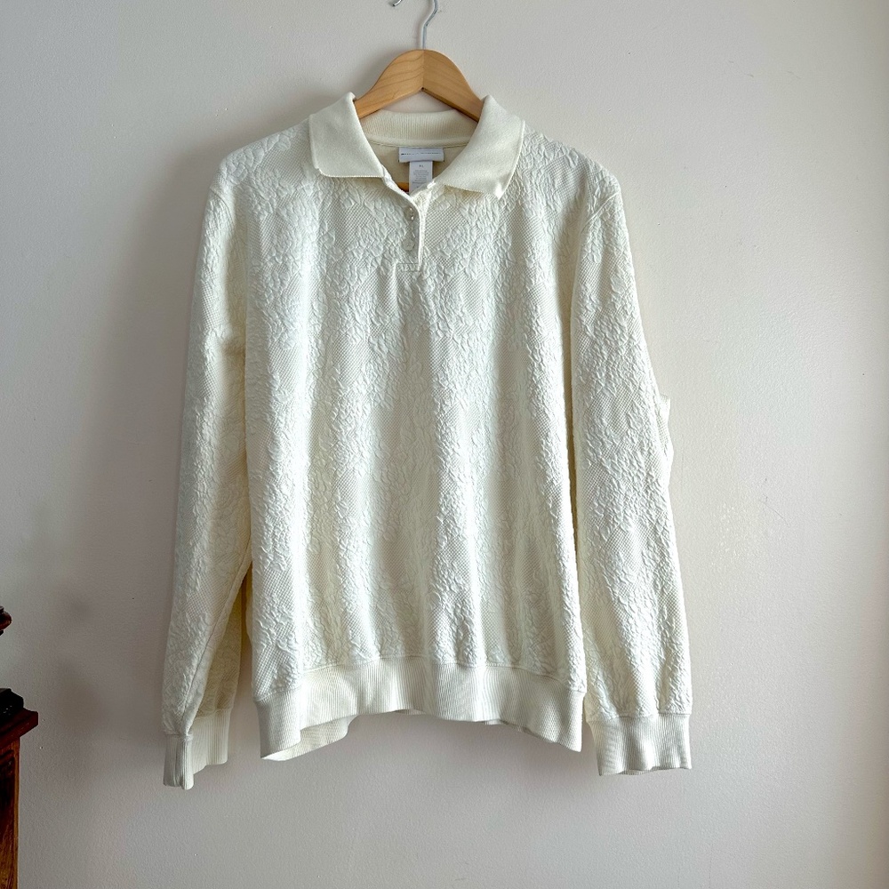Alfred Dunner •‎ Floral Jacquard Sweater in Ivory